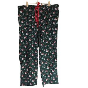 Vineyard Vines Green Santa Whale Christmas Pajama Pants Women Sz XL Cotton Blend